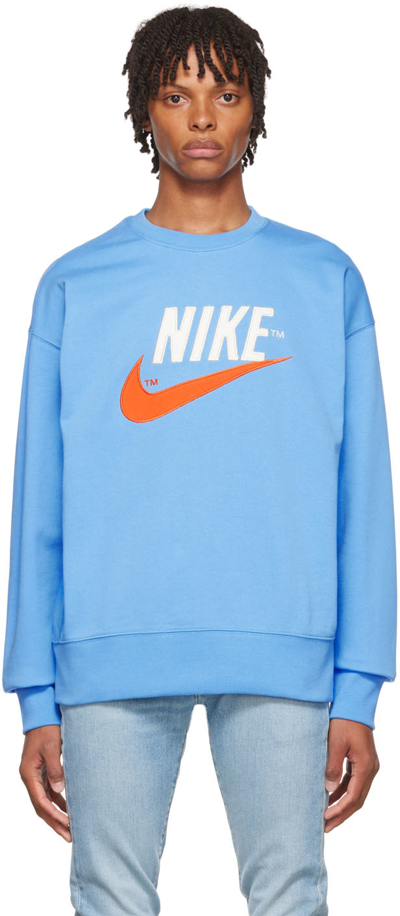 Nike Logo French Terry Crewneck Sweatshirt In University Blue | ModeSens
