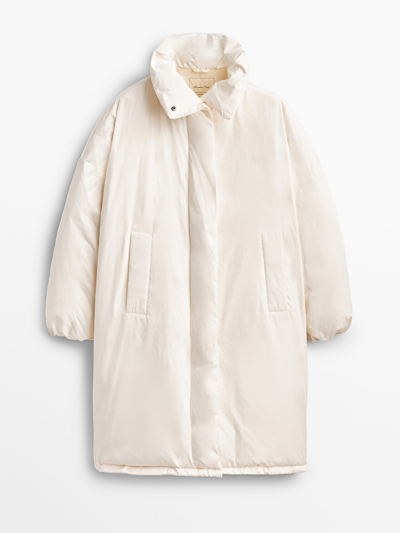 Massimo Dutti Long Puffer Coat In White ModeSens