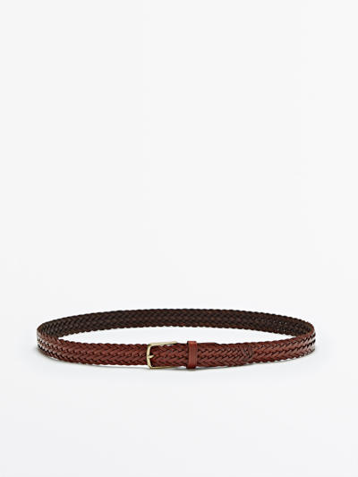 Shop Massimo Dutti Braided Leather Belt
