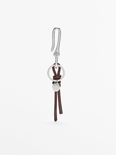 Shop Massimo Dutti Leather Keyring With Knot Detail