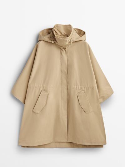 Massimo Dutti Technical Cape With Hood In Beige | ModeSens