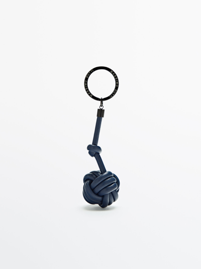 Massimo Dutti Leather Ball Keyring In Navy Blue | ModeSens