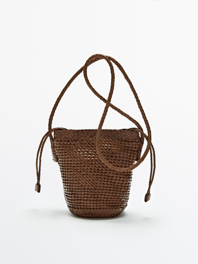 Massimo Dutti Woven Crossbody Bag + Linen Inner Bag (small) In Khaki |  ModeSens