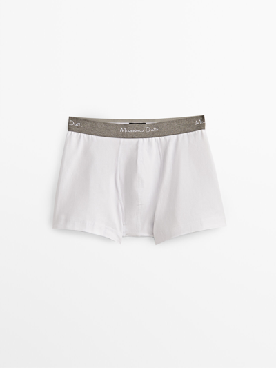 Shop Massimo Dutti Boxer Shorts With A Grey Waistband In White
