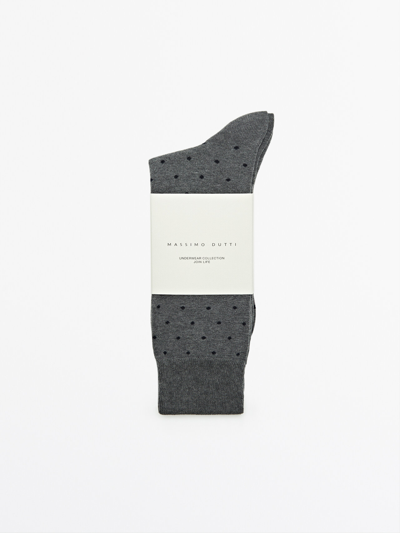 Shop Massimo Dutti Pack Of Cotton Socks With Polka Dots In Grey