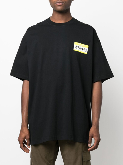 Shop Vetements My Name Is  T-shirt In Black