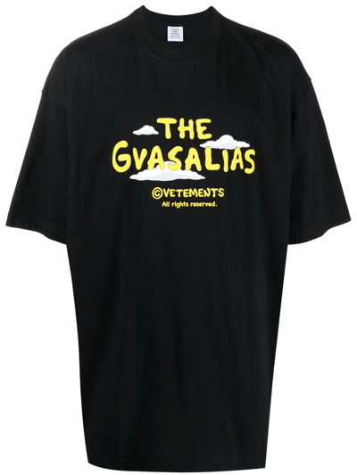 Shop Vetements The Gvasalias Cartoon Logo T-shirt In Black
