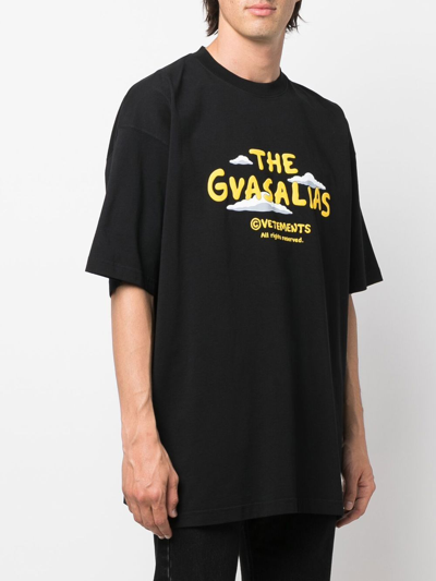 Shop Vetements The Gvasalias Cartoon Logo T-shirt In Black