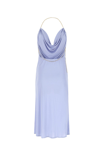 Dusty Blue Silk Chemise Dress In Light Blue