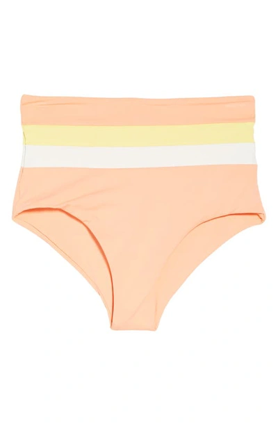 Shop L*space Portia Reversible High Waist Stripe Bikini Bottoms In Crm/ Led/ Tgy