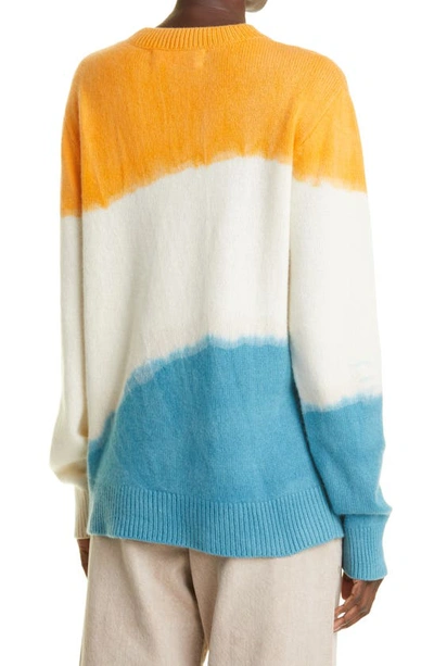 Shop The Elder Statesman Blot Colorblock Cashmere Sweater In Ivory W/ Mandarin