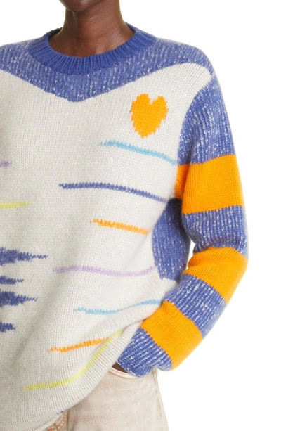 Shop The Elder Statesman Love N Stripes Cashmere Sweater In Blue