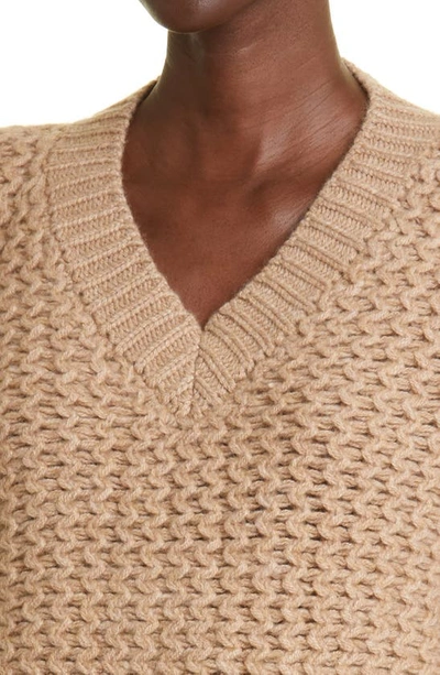 Shop The Elder Statesman Rope Stitch Cashmere Crop Sweater In Almond