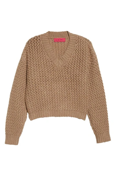 Shop The Elder Statesman Rope Stitch Cashmere Crop Sweater In Almond