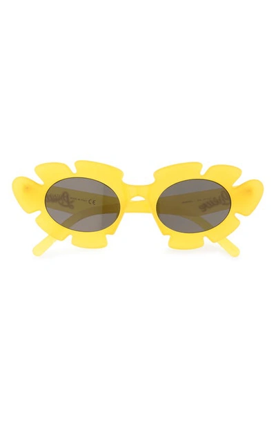 Shop Loewe 47mm Tinted Oval Sunglasses In Shiny Yellow / Smoke