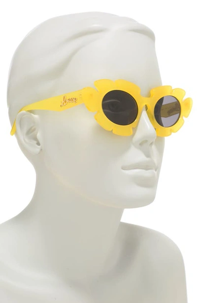 Shop Loewe 47mm Tinted Oval Sunglasses In Shiny Yellow / Smoke