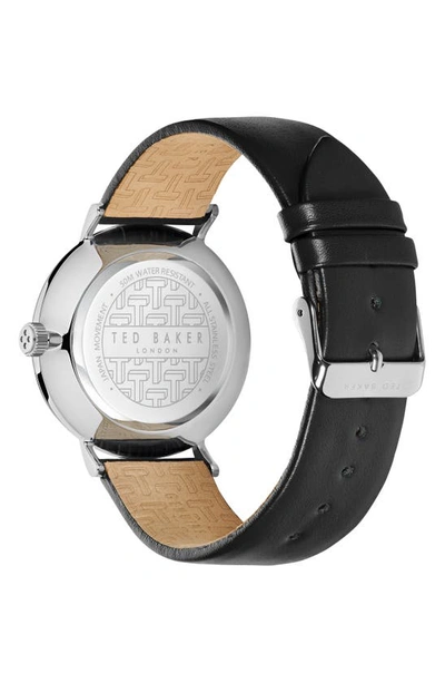 Shop Ted Baker Phylipa Gents Leather Strap Watch, 43mm In Silver/ White/ Black
