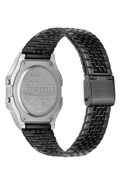 Shop Ted Baker Ted '80s Digital Bracelet Watch, 35.5mm In Silver/ Green/ Black