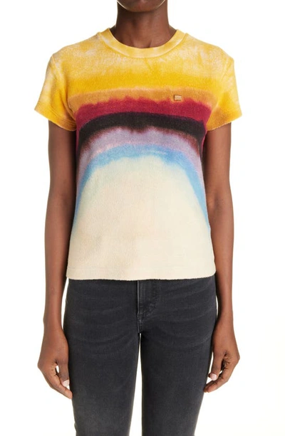 Shop Acne Studios Unisex Emmbar Rainbow Organic Cotton Fleece T-shirt In Coffee Brown