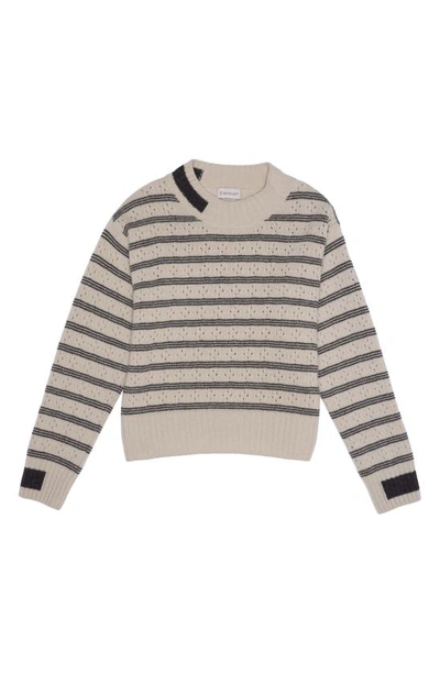 Shop Moncler Stripe Wool Sweater In Off White