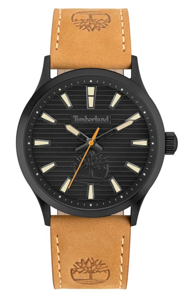 Shop Timberland Trumbull Leather Strap Watch, 45mm In Wheat