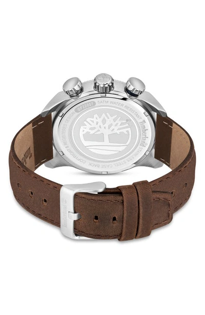 Shop Timberland Hadlock Multifunction Leather Strap Watch, 46mm In Brown Dark