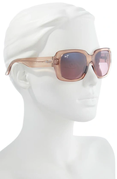 Maui Jim Polarized Oversized Square Sunglasses, 55mm In Transparent Pink
