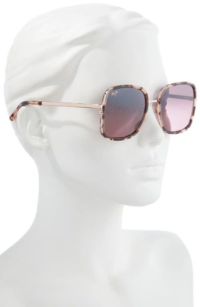 Maui Jim Pua 55mm Polarized Square Sunglasses In Pink Tortoise With Rose Gold