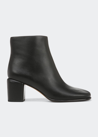 Shop Vince Maggie Leather Zip Ankle Booties In Black