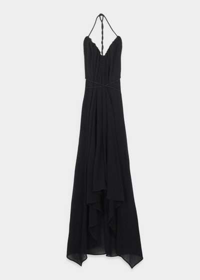 Shop Caravana Ayikal Halter Maxi Dress With Calf Leather Straps In Black