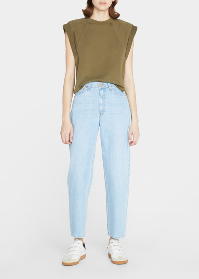 Shop Mother Double Stack Straight Ankle Jeans In Just A Nibble