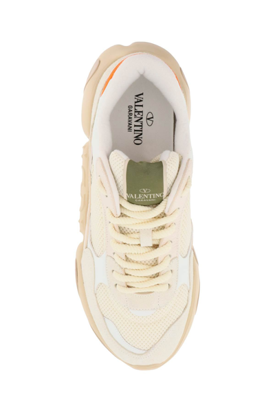 Shop Valentino Garavani Mesh And Leather Bubbleback Sneakers In Mixed Colours