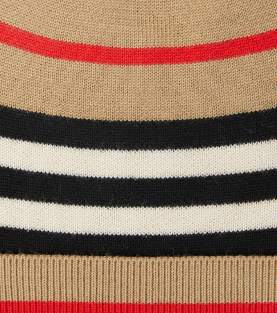 Shop Burberry Striped Wool-blend Beanie In Archive Beige Ip S