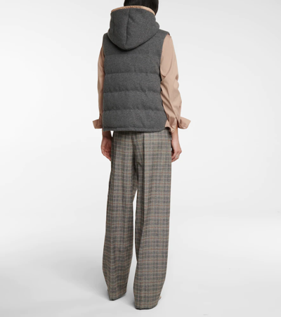 Shop Brunello Cucinelli Quilted Cashmere Vest In Piombo+almond Butter
