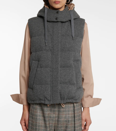 Shop Brunello Cucinelli Quilted Cashmere Vest In Piombo+almond Butter