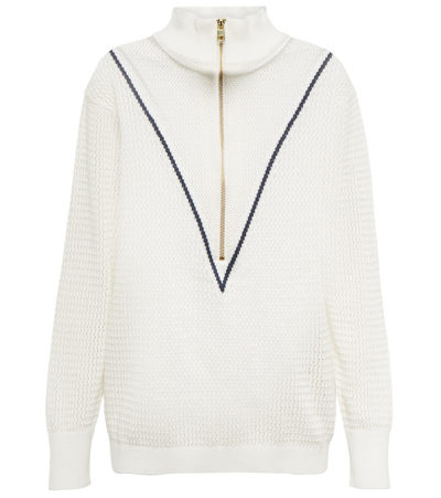Shop Varley Tennis Calva Cotton Sweater In Snow White
