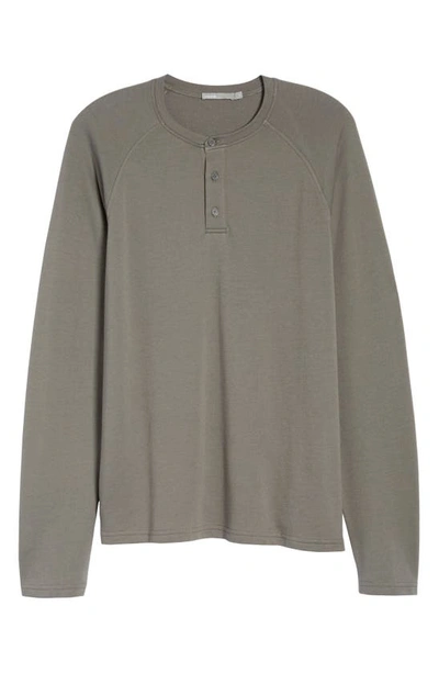 Shop Vince Long Sleeve Raglan Henley In Smoke Grey