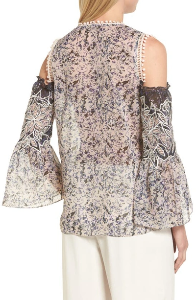 Shop Kobi Halperin Liara Cold Shoulder Blouse In Lavender Multi