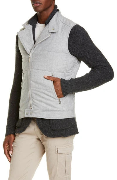 Shop Eleventy Asymmetrical Quilted Wool Blend Vest In Grey