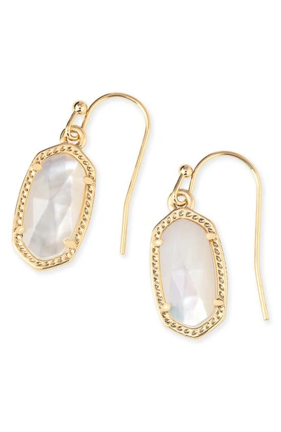 Shop Kendra Scott Lee Small Drop Earrings In Ivory Mother Of Pearl/ Gold