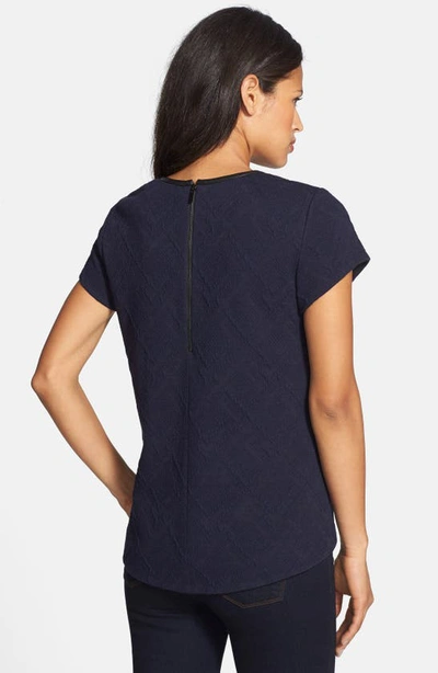 Classiques Entier 'stamped Structure' Leather Trim Top In Navy Evening