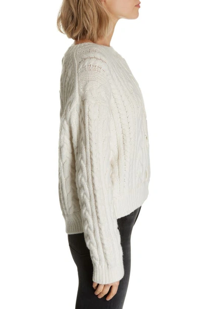 Shop Frame Cable Knit Wool Blend Sweater In Off White