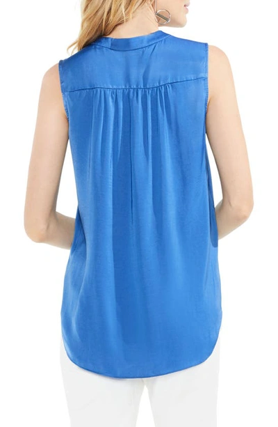 Shop Vince Camuto Rumpled Satin Blouse In Blue Aura