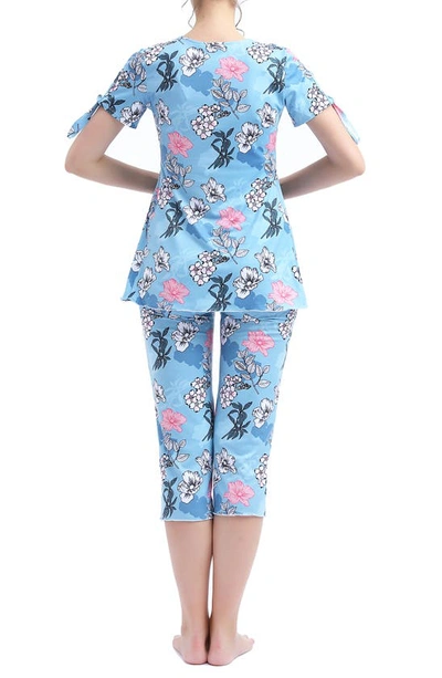 Shop Kimi And Kai Daya Floral Maternity/nursing Pajamas In Multicolored