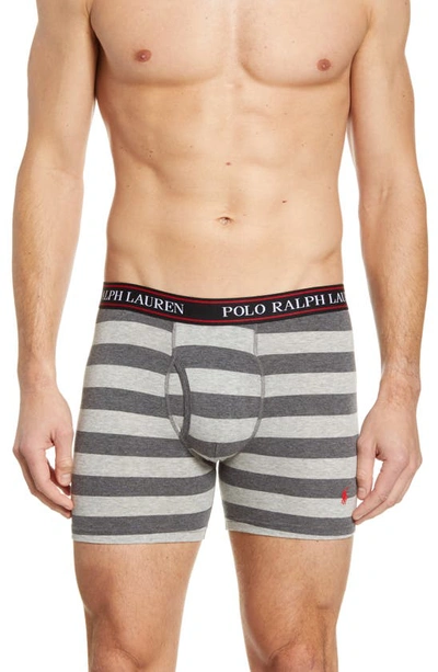 Shop Polo Ralph Lauren 3-pack Cotton Blend Boxer Briefs In Red/ Charcoal