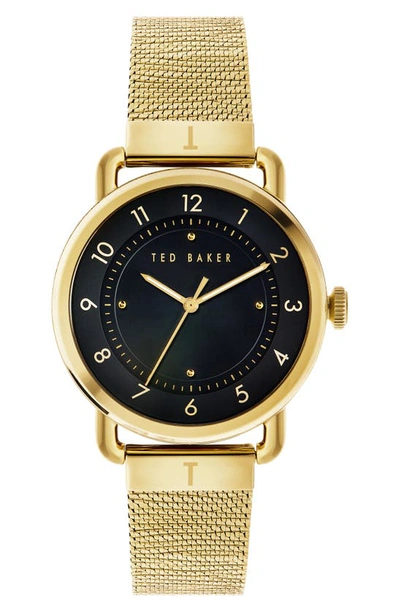 Ted Baker Harriet Mesh Strap Watch, 38mm In Gold/ Black/ Gold | ModeSens