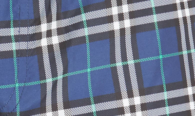 Shop Burberry Guildes New Check Swim Trunks In Blue Canvas