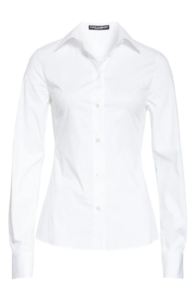 Shop Dolce & Gabbana Stretch Poplin Shirt In Optic White