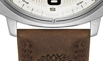 Shop Timberland Breakheart Leather Strap Watch, 47mm In Brown Dark