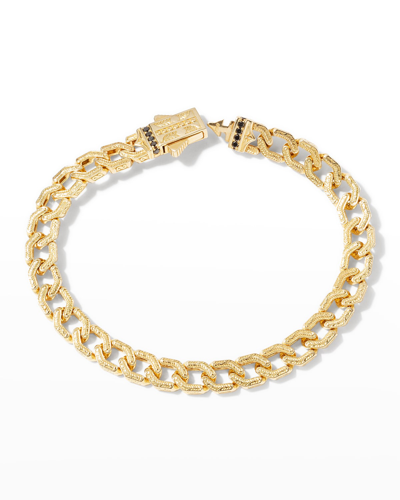 Shop Konstantino Men's 18k Gold Black Diamond Filigree Chain Bracelet In 18kt Black Dia